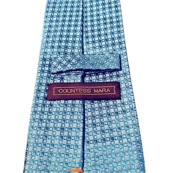 Countess Mara 58 x 3.5 Blue Square 100% Silk Tie - Picture 3 of 3